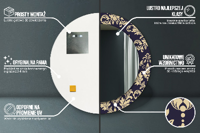 Espelho decorativo redondo Padrão floral