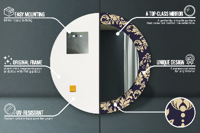 Espelho decorativo redondo Padrão floral