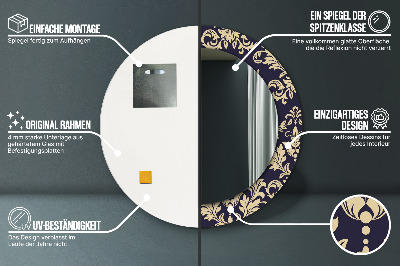 Espelho decorativo redondo Padrão floral