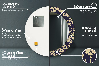 Espelho decorativo redondo Padrão floral