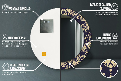 Espelho decorativo redondo Padrão floral