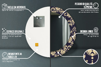 Espelho decorativo redondo Padrão floral