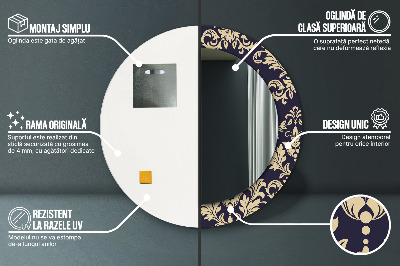 Espelho decorativo redondo Padrão floral