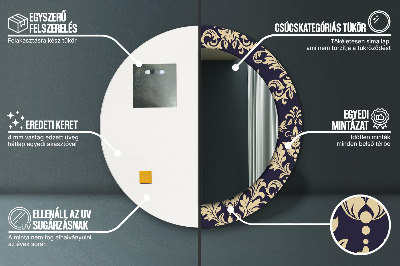 Espelho decorativo redondo Padrão floral