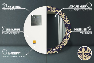 Espelho decorativo redondo Padrão floral