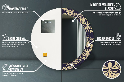 Espelho decorativo redondo Padrão floral