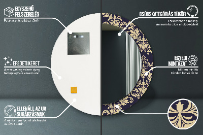 Espelho decorativo redondo Padrão floral