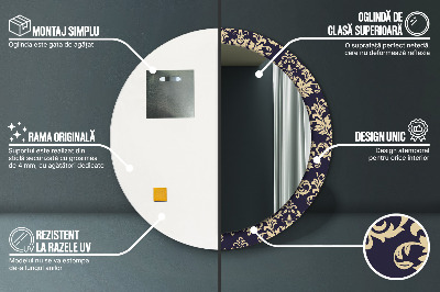 Espelho decorativo redondo Padrão floral