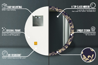 Espelho decorativo redondo Padrão floral