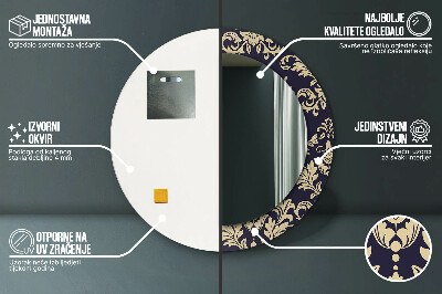 Espelho decorativo redondo Padrão floral