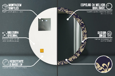 Espelho decorativo redondo Padrão floral