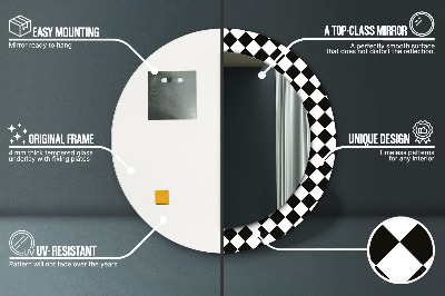 Espelho decorativo redondo Mesa de xadrez