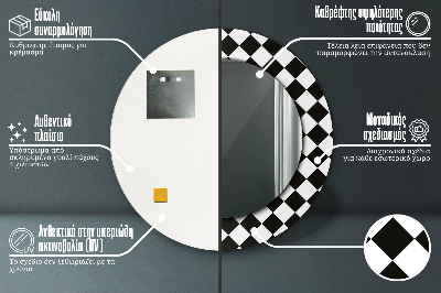 Espelho decorativo redondo Mesa de xadrez