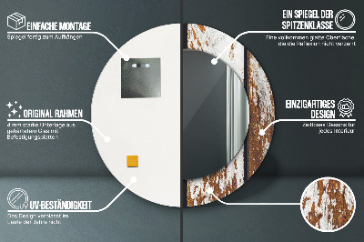 Espelho decorativo redondo Madeira escura vintage