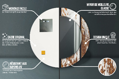 Espelho decorativo redondo Madeira escura vintage