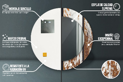 Espelho decorativo redondo Madeira escura vintage