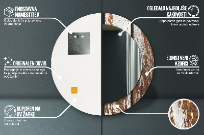 Espelho decorativo redondo Madeira escura vintage