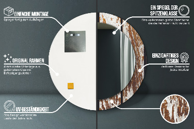 Espelho decorativo redondo Madeira escura vintage