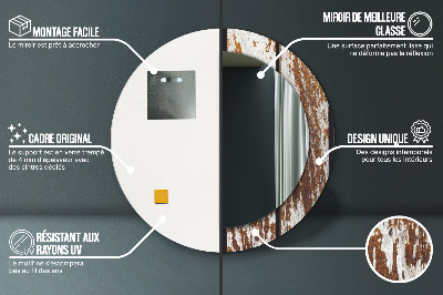 Espelho decorativo redondo Madeira escura vintage