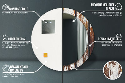 Espelho decorativo redondo Madeira escura vintage