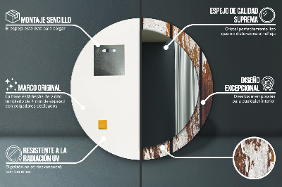 Espelho decorativo redondo Madeira escura vintage