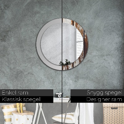 Espelho decorativo redondo Madeira escura vintage