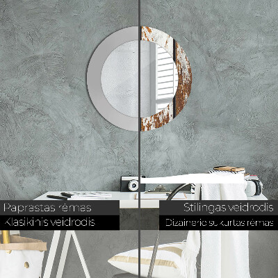 Espelho decorativo redondo Madeira escura vintage