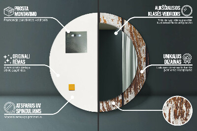 Espelho decorativo redondo Madeira escura vintage