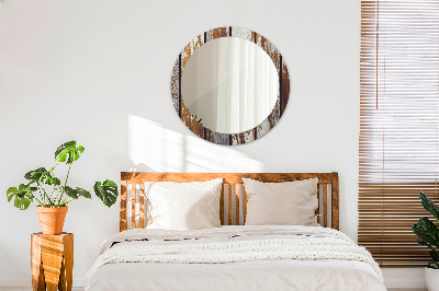 Espelho decorativo redondo Madeira escura vintage