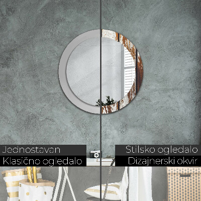 Espelho decorativo redondo Madeira escura vintage