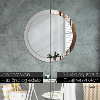 Espelho decorativo redondo Madeira escura vintage