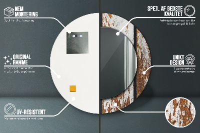 Espelho decorativo redondo Madeira escura vintage