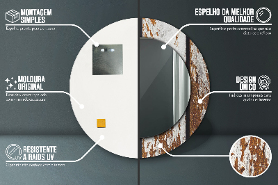 Espelho decorativo redondo Madeira escura vintage