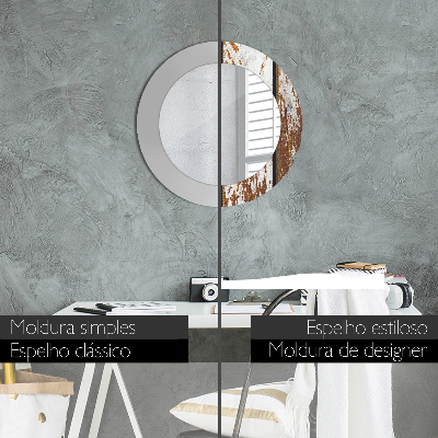 Espelho decorativo redondo Madeira escura vintage