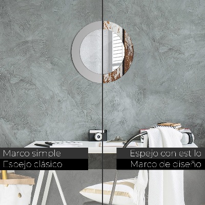 Espelho decorativo redondo Madeira escura vintage