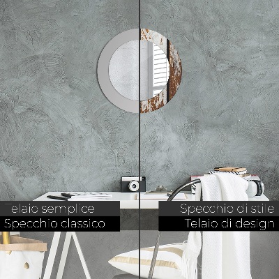 Espelho decorativo redondo Madeira escura vintage