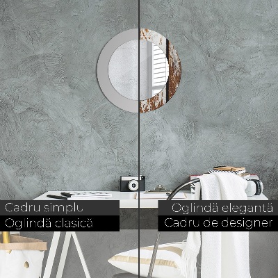 Espelho decorativo redondo Madeira escura vintage
