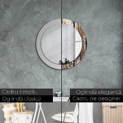 Espelho decorativo redondo Madeira escura vintage