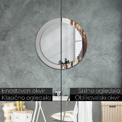 Espelho decorativo redondo Madeira escura vintage