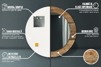 Espelho redondo decorativo Madeira velha