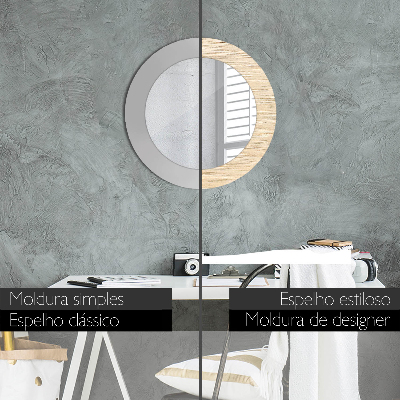 Espelho decorativo redondo Madeira clara