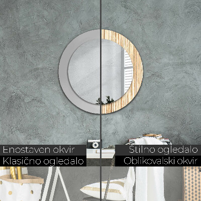 Espelho redondo decorativo palha de bambu