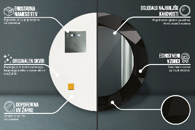 Espelho decorativo redondo Preto abstrato