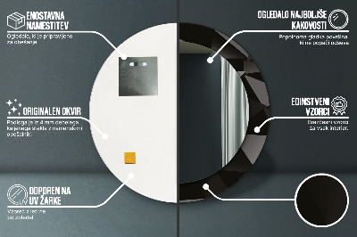 Espelho decorativo redondo Preto abstrato