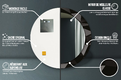 Espelho decorativo redondo Preto abstrato