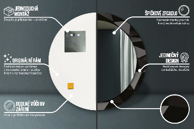 Espelho decorativo redondo Preto abstrato