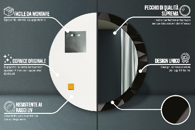 Espelho decorativo redondo Preto abstrato