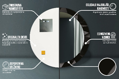 Espelho decorativo redondo Preto abstrato