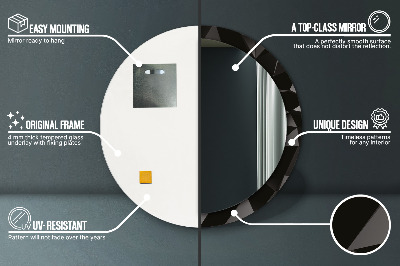 Espelho decorativo redondo Preto abstrato