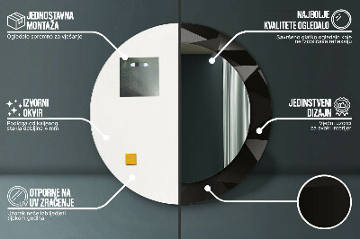 Espelho decorativo redondo Preto abstrato